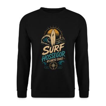 Hossegor Surfing - Sweat-shirt Unisexe - noir - Devant - Alina (178cm) & Michal (187cm)