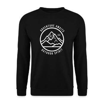 Adventure Awaits Weiß Outdoor  - Unisex Pullover - Schwarz - Vorne - Alina (178cm) & Michal (187cm)