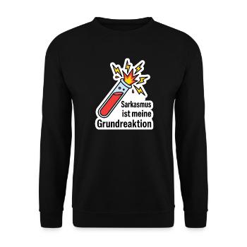 Chemie Sarkasmus Grundreaktion Labor T-Shirt - Unisex Pullover - Schwarz - Vorne - Alina (178cm) & Michal (187cm)