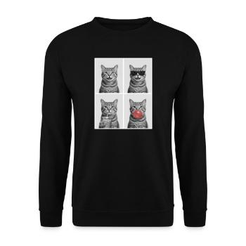 Katzen Graue Tabby Katze - Unisex Pullover - Schwarz - Vorne - Alina (178cm) & Michal (187cm)
