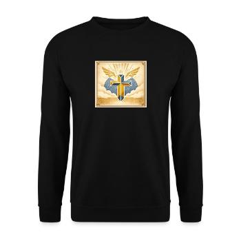 Sonnenstrahl Kreuz Vintage - Unisex Pullover - Schwarz - Vorne - Alina (178cm) & Michal (187cm)