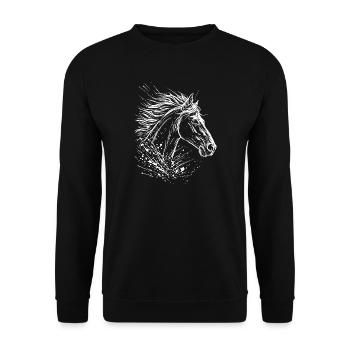 Pferdekopf - Unisex Pullover - Schwarz - Vorne - Alina (178cm) & Michal (187cm)