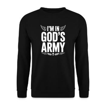 Ich bin in Gottes Armee - Unisex Pullover - Schwarz - Vorne - Alina (178cm) & Michal (187cm)
