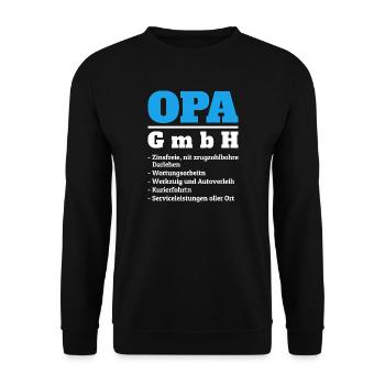 Opa GmbH Dialekt Opa Spruch - Unisex Pullover - Schwarz - Vorne - Alina (178cm) & Michal (187cm)