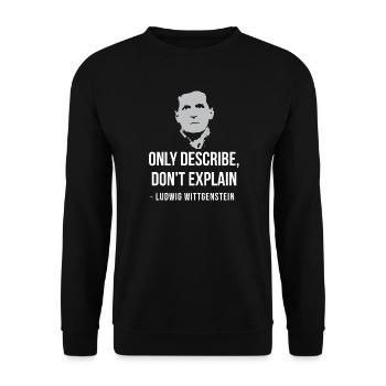 Wittgenstein-Zitatporträt - Unisex Pullover - Schwarz - Vorne - Alina (178cm) & Michal (187cm)