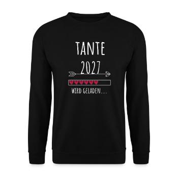 Schwangerschaft Verkünden – Tante 2027 - Unisex Pullover - Schwarz - Vorne - Alina (178cm) & Michal (187cm)