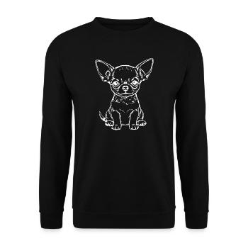 Chihuahua Welpe Hundebaby Hundeshirt Geschenkidee  - Unisex Pullover - Schwarz - Vorne - Alina (178cm) & Michal (187cm)
