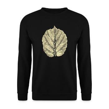 Haselnussblatt / Blatt Hasel - Natur & Wald - Unisex Pullover - Schwarz - Vorne - Alina (178cm) & Michal (187cm)