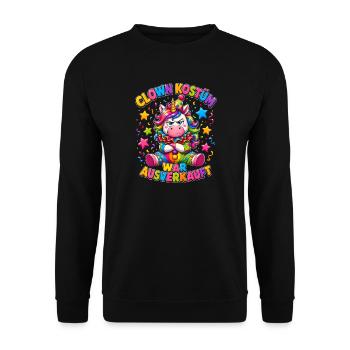 Lustiges Karneval Clown Kostüm War Ausverkauft  - Unisex Pullover - Schwarz - Vorne - Alina (178cm) & Michal (187cm)