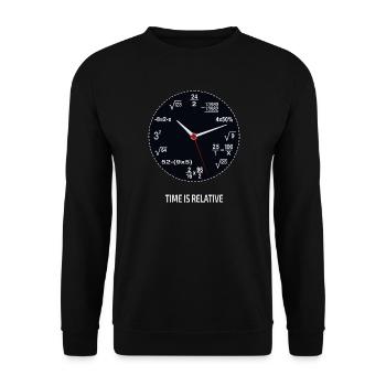 Time Is Relative – Wissenschaft und Zeit - Unisex Pullover - Schwarz - Vorne - Alina (178cm) & Michal (187cm)