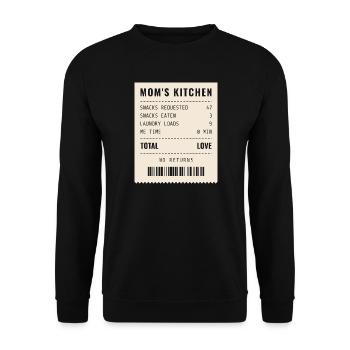 Mamas Küchenquittung Snacks angefordert - Unisex Pullover - Schwarz - Vorne - Alina (178cm) & Michal (187cm)
