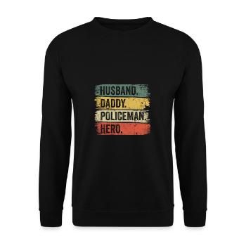 Mari Papa Policier Héros Fête des Pères - Sweat-shirt Unisexe - noir - Devant - Alina (178cm) & Michal (187cm)