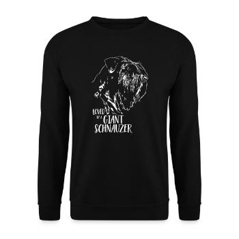 Loved by a Giant Schnauzer Hundespruch Wilsigns - Unisex Pullover - Schwarz - Vorne - Alina (178cm) & Michal (187cm)