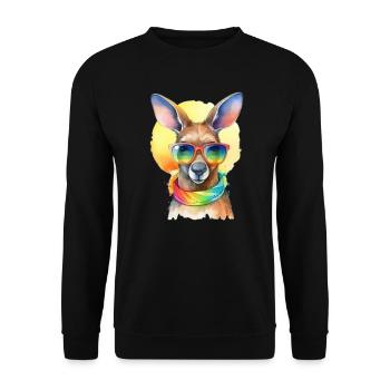 Kangourou cool coloré avec lunettes de soleil arc-en-ciel - Sweat-shirt Unisexe - noir - Devant - Alina (178cm) & Michal (187cm)