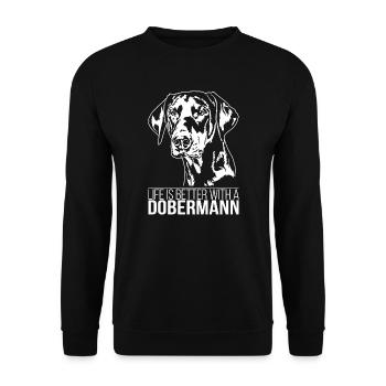 La vie des dobermans est meilleure Chiens Chiens Wilsigns - Sweat-shirt Unisexe - noir - Devant - Alina (178cm) & Michal (187cm)