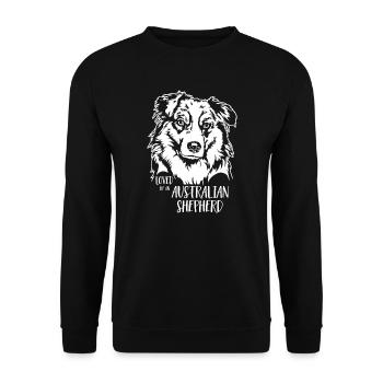 Loved by an Australian Shepherd Dog Wilsigns - Unisex Sweatshirt - black - Front - Alina (178cm) & Michal (187cm)