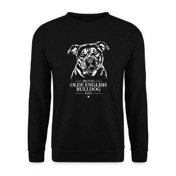 Olde English Bulldog Dad Hunde Hund OEB Wilsigns - Unisex Pullover - Schwarz - Vorne - Alina (178cm) & Michal (187cm)