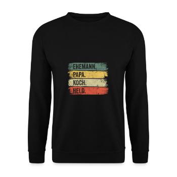 Ehemann Papa Koch Held Vatertag Bester Papa - Unisex Pullover - Schwarz - Vorne - Alina (178cm) & Michal (187cm)