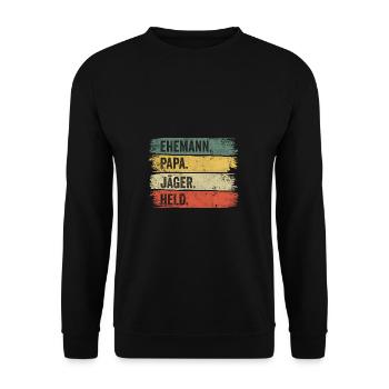 Ehemann Papa Jäger Held Vatertag Bester Papa - Unisex Pullover - Schwarz - Vorne - Alina (178cm) & Michal (187cm)
