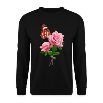 Rose Avec Beau Papillon Rouge - Sweat-shirt Unisexe - noir - Devant - Alina (178cm) & Michal (187cm)
