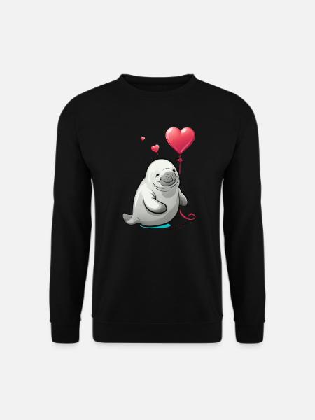 Manatee with heart - Unisex Sweatshirt - black