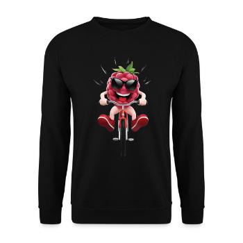 Himbeer-Radfahren auf dem Fahrrad Geschenk - Unisex Pullover - Schwarz - Vorne - Alina (178cm) & Michal (187cm)