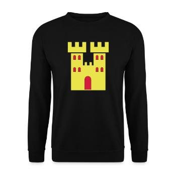 Castle Drawing Coat of Arms Symbol Drawing Gift - Unisex Sweatshirt - black - Front - Alina (178cm) & Michal (187cm)