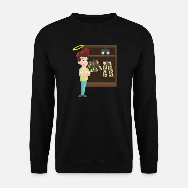 Unschuldiger Sondler mit Tarnklamotten im Schrank - Unisex Pullover - Schwarz