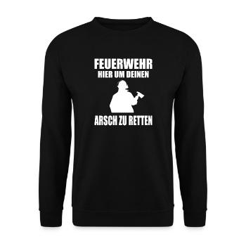 Feuerwehr - Unisex Pullover - Schwarz - Vorne - Alina (178cm) & Michal (187cm)