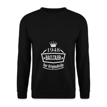 Baujahr 1948 Originalteile Jahrgang Geburtstag - Unisex Pullover - Schwarz - Vorne - Alina (178cm) & Michal (187cm)