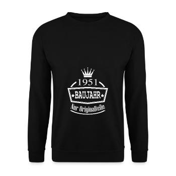 Baujahr 1951 Originalteile Jahrgang Geburtstag - Unisex Pullover - Schwarz - Vorne - Alina (178cm) & Michal (187cm)