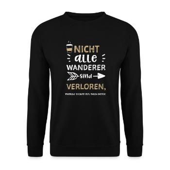 Nicht alle Wanderer sind verlore... - Unisex Pullover - Schwarz - Vorne - Alina (178cm) & Michal (187cm)