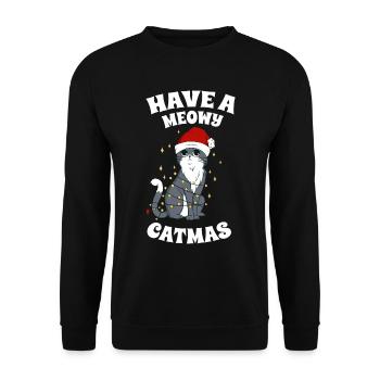 Avoir un chat de Père Noël drôle de Catmas Meowy - Sweat-shirt Unisexe - noir - Devant - Alina (178cm) & Michal (187cm)