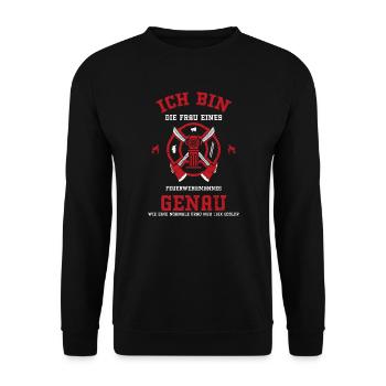 Ich Bin Die Frau Eines Feuerwehr... - Unisex Pullover - Schwarz - Vorne - Alina (178cm) & Michal (187cm)