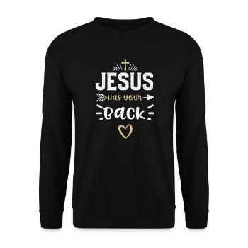 Jesus Has Your Back - Jesus - Unisex Sweatshirt - black - Front - Alina (178cm) & Michal (187cm)
