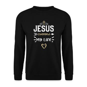 Jesus Changed My Life - Jesus - Unisex Sweatshirt - black - Front - Alina (178cm) & Michal (187cm)