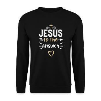 Jesus Is The Answer - Jesus - Unisex Sweatshirt - black - Front - Alina (178cm) & Michal (187cm)