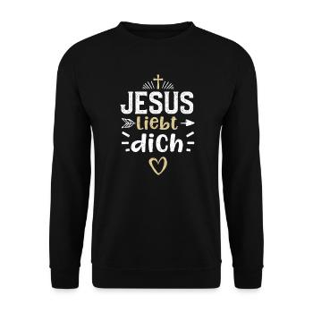 Jesus liebt dich - Jesus - Unisex Pullover - Schwarz - Vorne - Alina (178cm) & Michal (187cm)