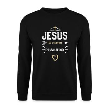 Jesus The Ultimate Deadlifter - Unisex Sweatshirt - black - Front - Alina (178cm) & Michal (187cm)