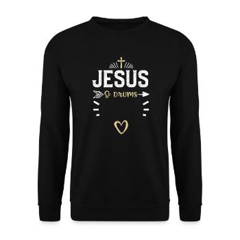 Jésus et les tambours - Jésus - Sweat-shirt Unisexe - noir - Devant - Alina (178cm) & Michal (187cm)