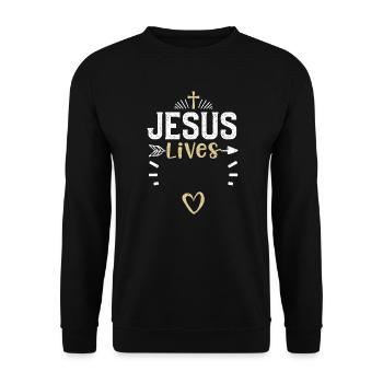 Jésus vit - Jésus - Sweat-shirt Unisexe - noir - Devant - Alina (178cm) & Michal (187cm)