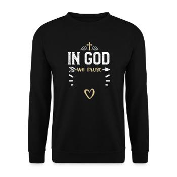 In God We Trust - Jesus - Unisex Pullover - Schwarz - Vorne - Alina (178cm) & Michal (187cm)