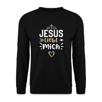 Jesus liebt mich - Jesus - Unisex Pullover - Schwarz - Vorne - Alina (178cm) & Michal (187cm)