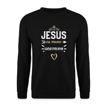 Jesus ist meine Hoffnung - Jesus - Unisex Pullover - Schwarz - Vorne - Alina (178cm) & Michal (187cm)