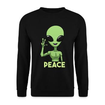 Peace Alien Friedenszeichen - Unisex Pullover - Schwarz - Vorne - Alina (178cm) & Michal (187cm)