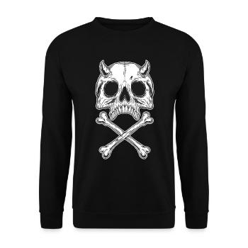 Skull Skull Horror Skeleton Halloween Metal - Unisex Sweatshirt - black - Front - Alina (178cm) & Michal (187cm)