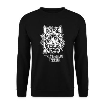 Loved by AUSTRALIAN TERRIER Hundespruch Wilsigns - Unisex Pullover - Schwarz - Vorne - Alina (178cm) & Michal (187cm)