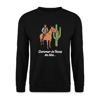 Texas Weather Sommerdesign für stolze Texaner - Unisex Pullover - Schwarz - Vorne - Alina (178cm) & Michal (187cm)