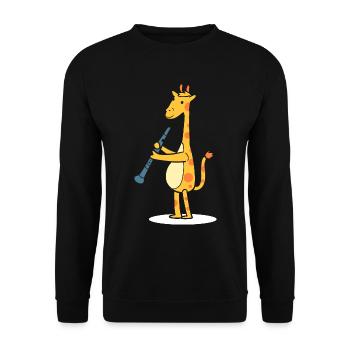 Lustiges Tier mit Klarinette Bandmitglied - Unisex Pullover - Schwarz - Vorne - Alina (178cm) & Michal (187cm)