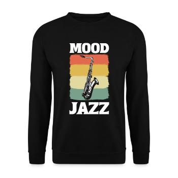 Vintage -Saxophon Instrumentalist - Unisex Pullover - Schwarz - Vorne - Alina (178cm) & Michal (187cm)